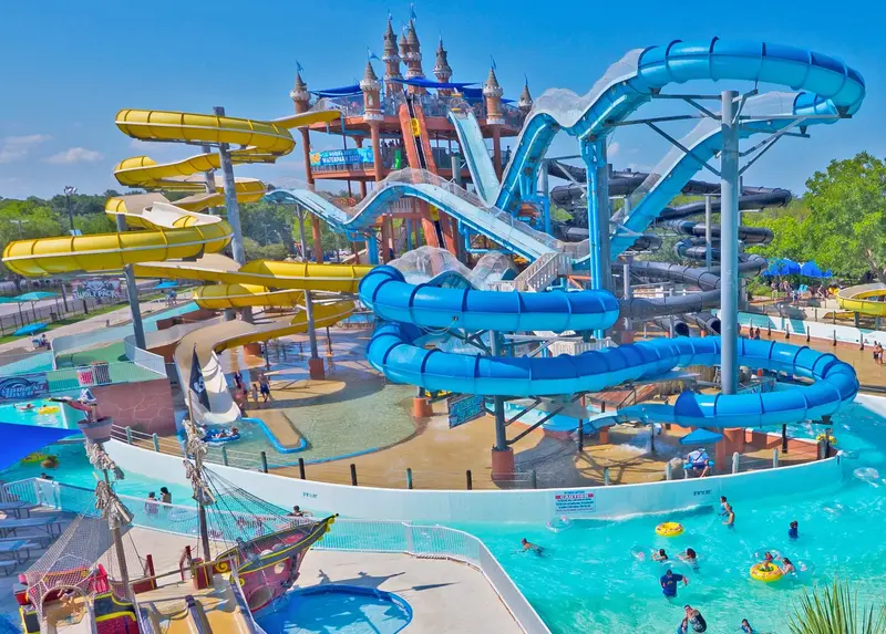 Vibrant water slides at one of the world's best water parks.