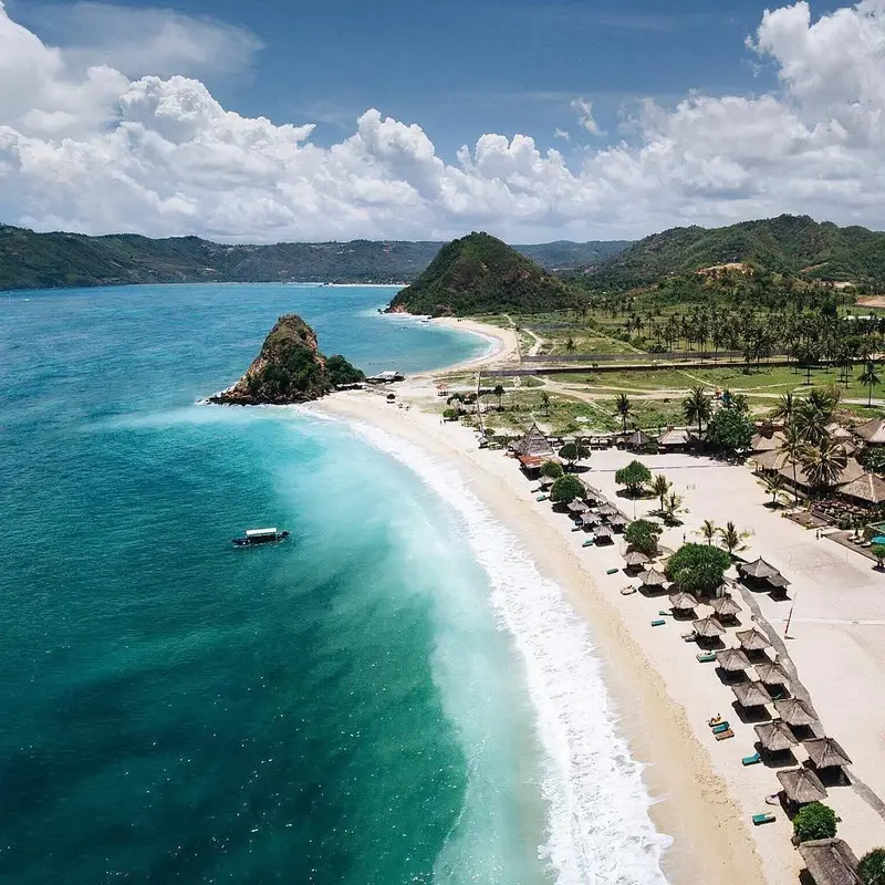Aerial view of Lombok's idyllic coast.