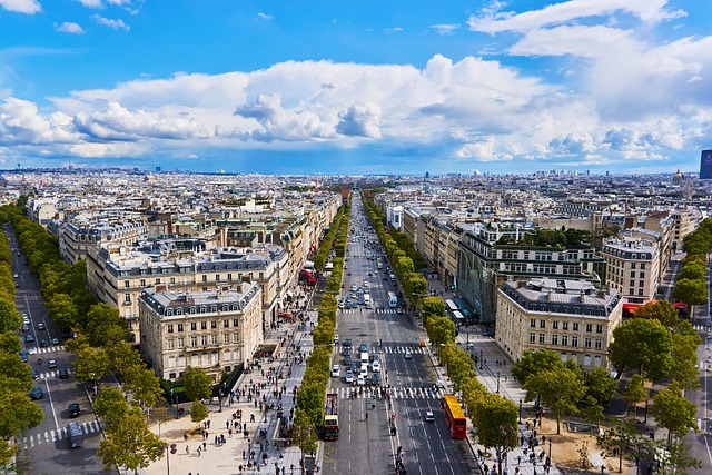 Aerial view of Champs-Élysées.