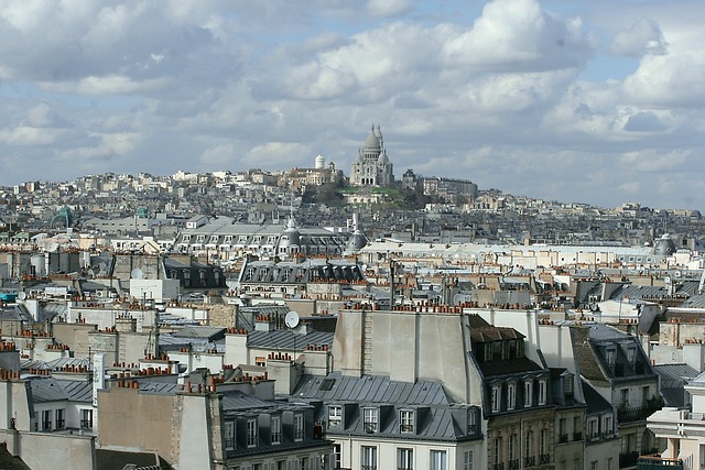 View of Montmartre hill with Sacré-Cœur Basilica.