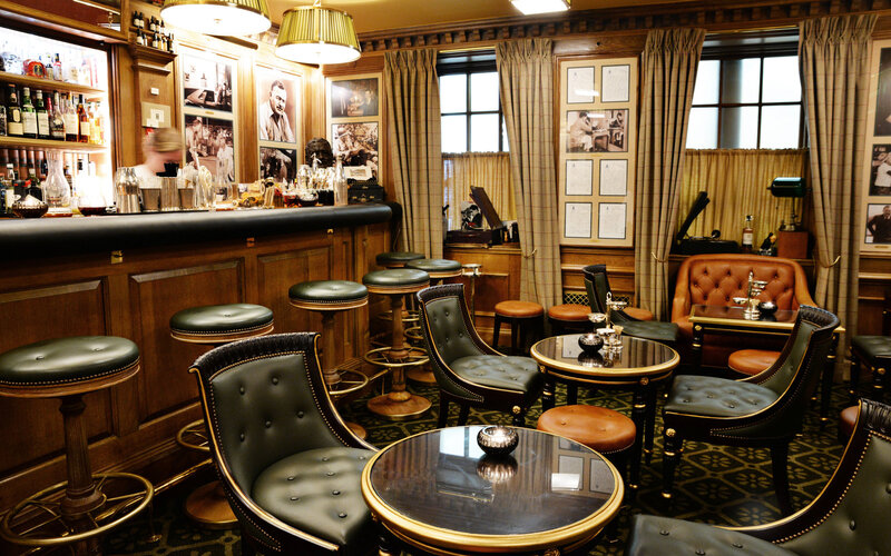 Plush interior of Bar Hemingway, Paris.