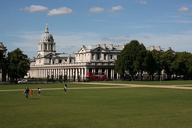 View of the Old Royal Naval College with its iconic classical architecture in Greenwich, London.