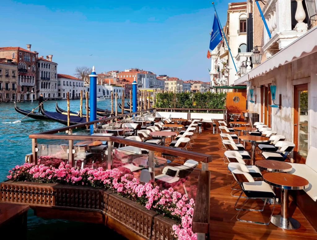 Waterfront dining at Gritti Palace in Venice.