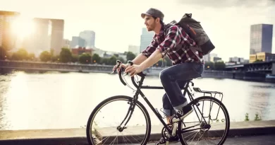 Cyclist by the Charles River in Boston.