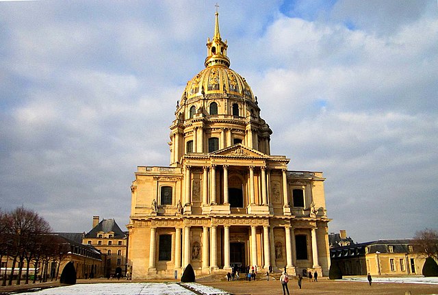 Les Invalides with golden dome in Paris.